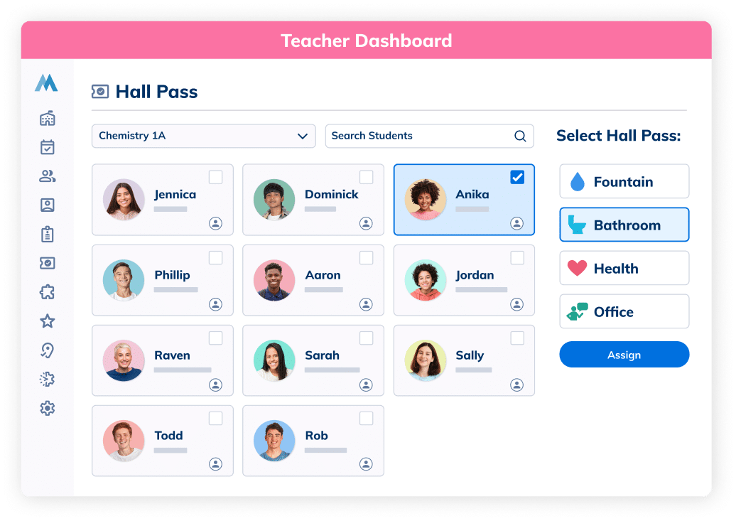 Minga's Digital Hall Pass Dashboard for Teachers