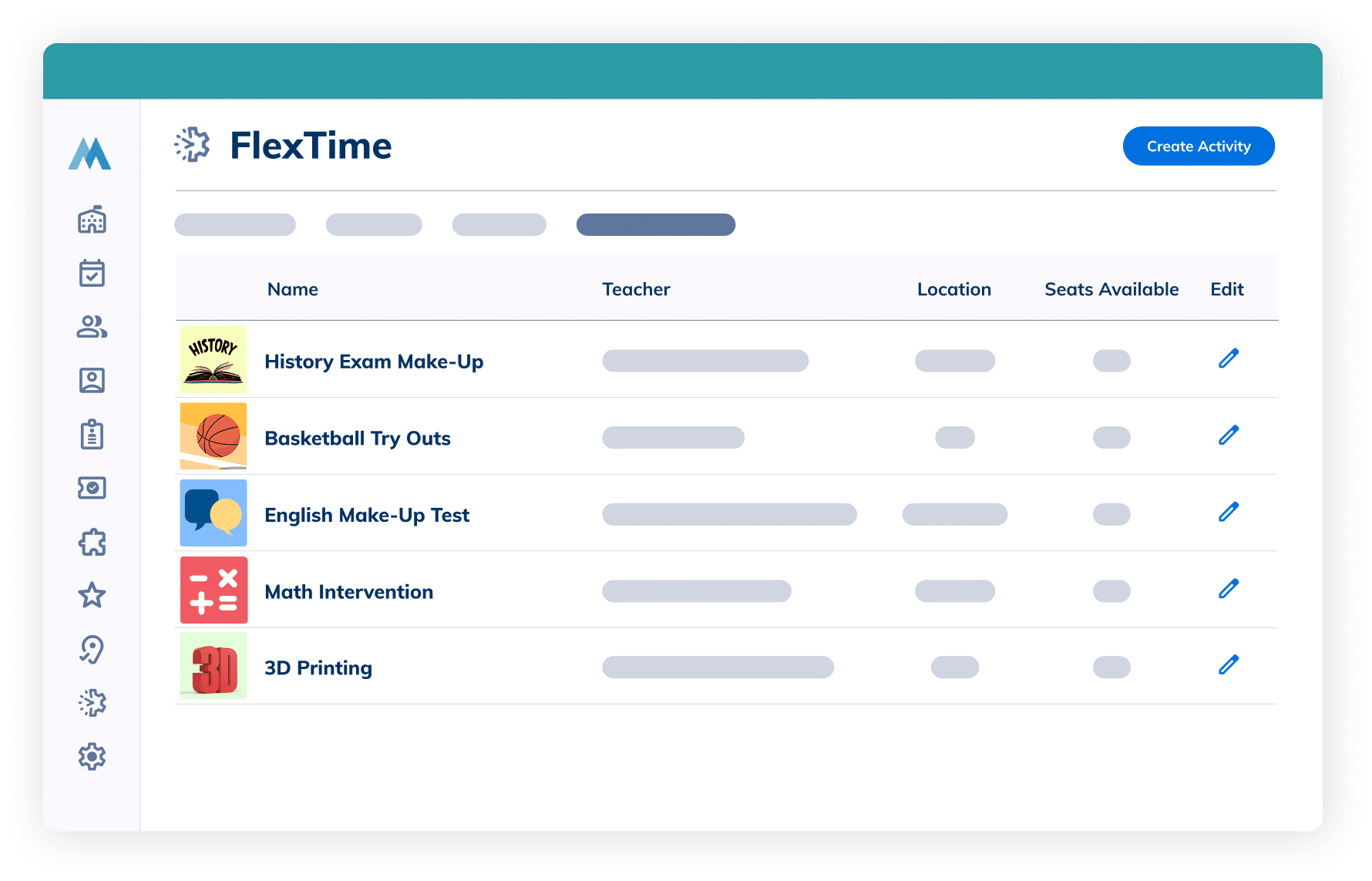 Minga's FlexTime dashboard that enables teachers and students to schedule intervention and enrichment.