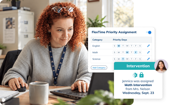 School staff member assigning a student to a prioritized intervention in Minga