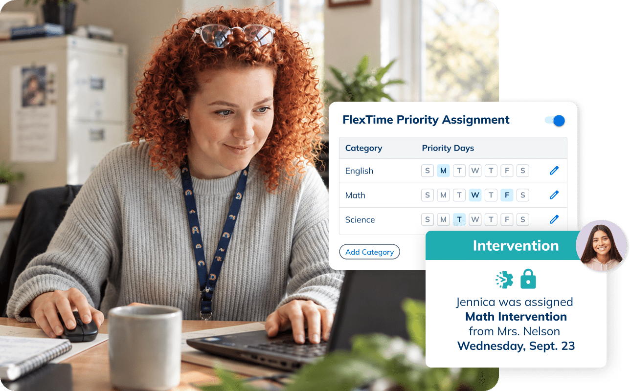 School staff member assigning a student to a prioritized intervention in Minga