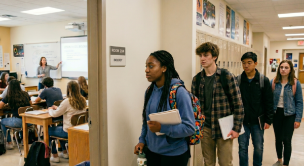 kids in a hallway, arriving late to class, for a blog post on the solution for tardiness of students