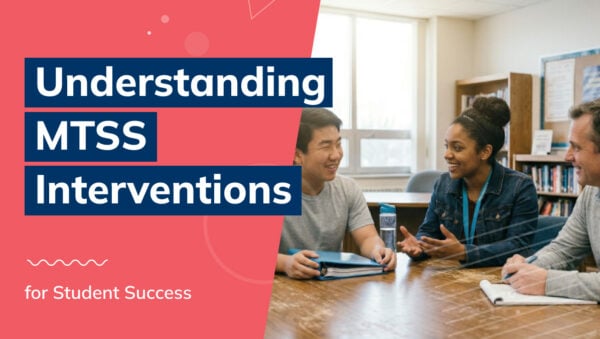 High school student with teacher talking about MTSS interventions