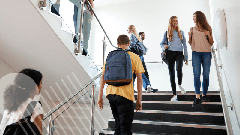 students walking on the stairs