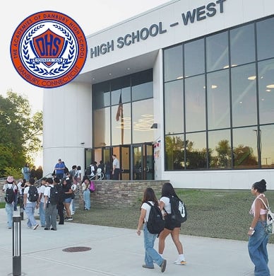 The Academies of Danbury High School front entrance.